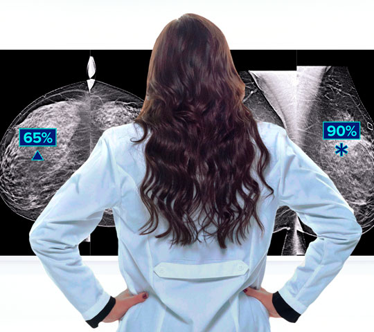 Tecnología de detección Genius AI™ de Hologic sobre fondo blanco