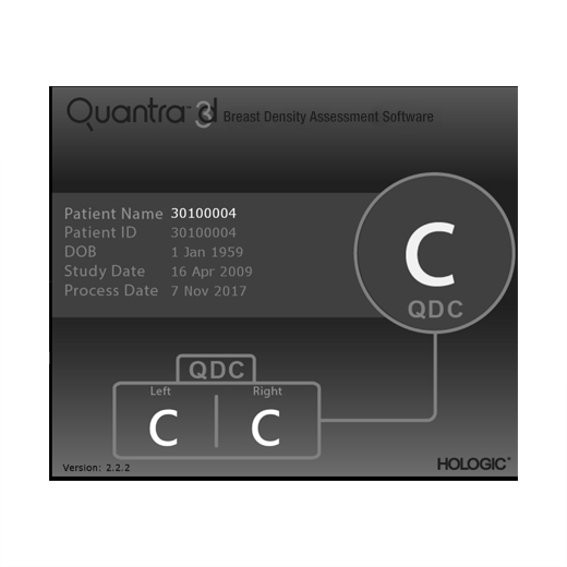 Tecnología Quantra™ de Hologic sobre fondo blanco