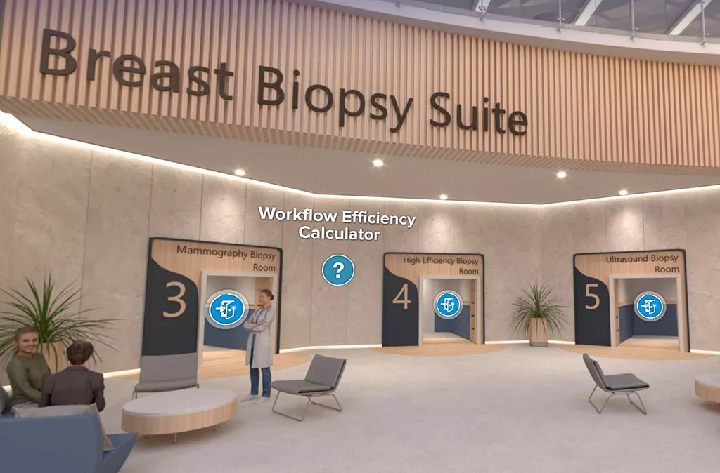 Paciente visitando el sistema de biopsia de mama