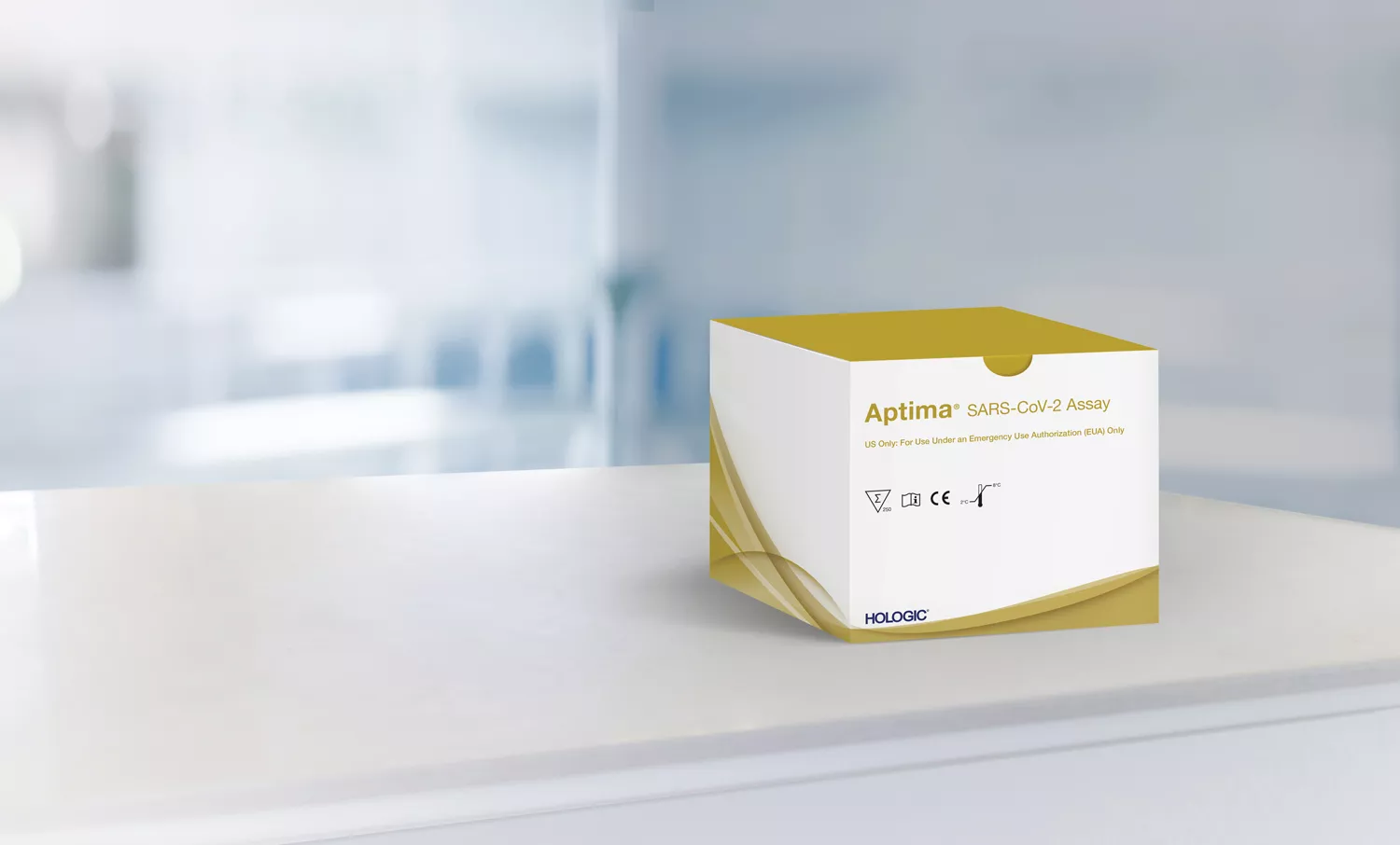 Caja de un ensayo con un laboratorio al fondo