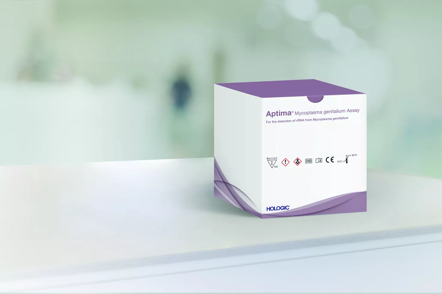 Caja de un ensayo con un laboratorio al fondo